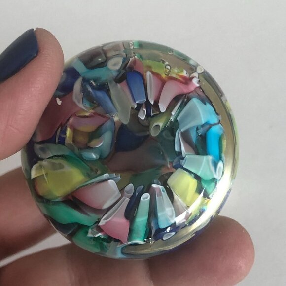 Vintage Murano Glass Confetti Paperweight Fratelli Taso Millefiori Small Multi C - Picture 6 of 10